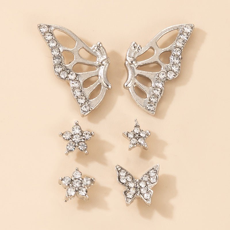 Diamond-studded Beautiful Temperament Butterfly Personalized Silver Earrings-Jewearrings