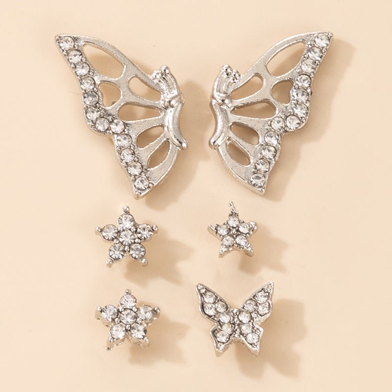 Diamond-studded Beautiful Temperament Butterfly Personalized Silver Earrings-Jewearrings