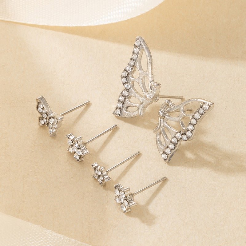 Diamond-studded Beautiful Temperament Butterfly Personalized Silver Earrings-Jewearrings