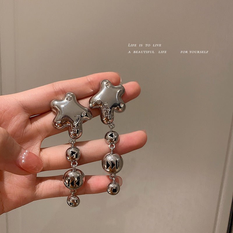 Diamond-studded Five-pointed Star Niche Earrings-Jewearrings