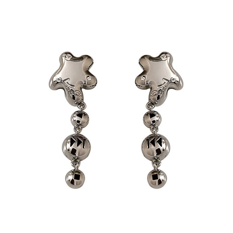 Diamond-studded Five-pointed Star Niche Earrings-Jewearrings