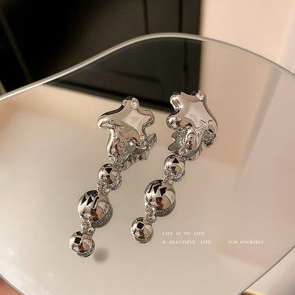 Diamond-studded Five-pointed Star Niche Earrings-Jewearrings