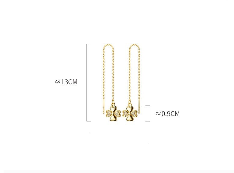 Diamond-studded Golden Flower Earrings Ear Line-Jewearrings