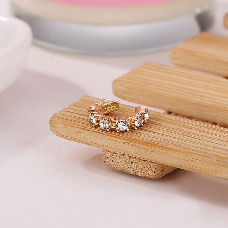 Diamond-studded Non-pierced Ear Clip Ear Buckle Earrings-Jewearrings