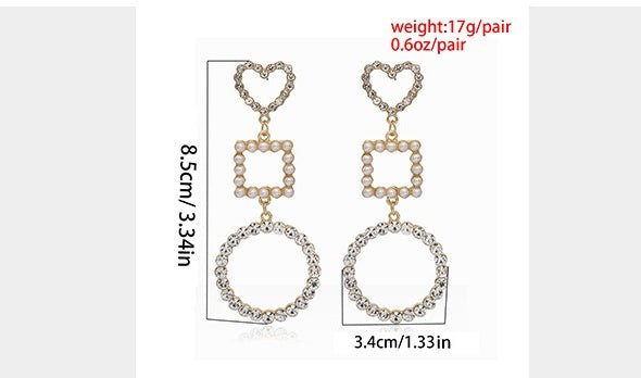 Diamond-studded Pearl Heart-shaped Geometric Stud Earrings-Jewearrings