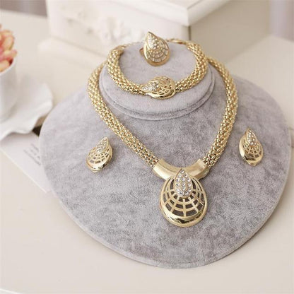 Diamond-studded Spider Mask Necklace Earrings Jewelry Four-piece Set-Jewearrings