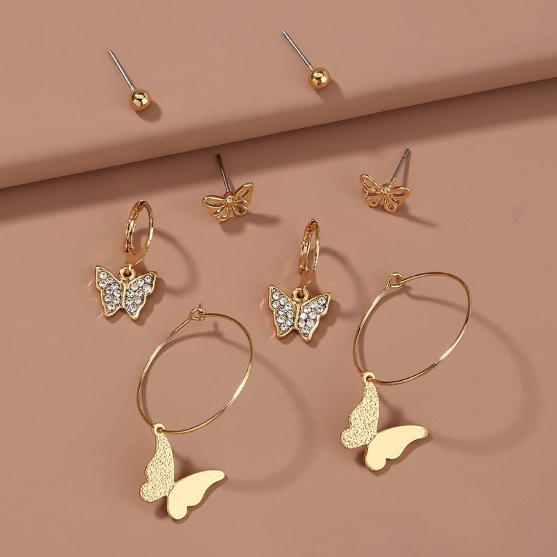 Diamond-studded Temperament Exquisite Butterfly Set Earrings-Jewearrings