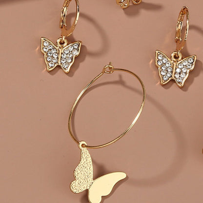 Diamond-studded Temperament Exquisite Butterfly Set Earrings-Jewearrings