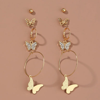 Diamond-studded Temperament Exquisite Butterfly Set Earrings-Jewearrings