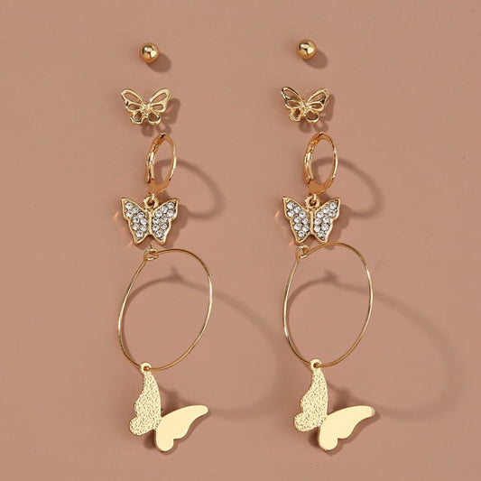 Diamond-studded Temperament Exquisite Butterfly Set Earrings-Jewearrings