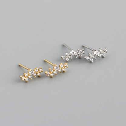 Diamond-studded Zircon Stud Earrings S925 Silver Stud Earrings Earrings-Jewearrings