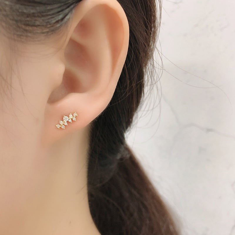 Diamond-studded Zircon Stud Earrings S925 Silver Stud Earrings Earrings-Jewearrings