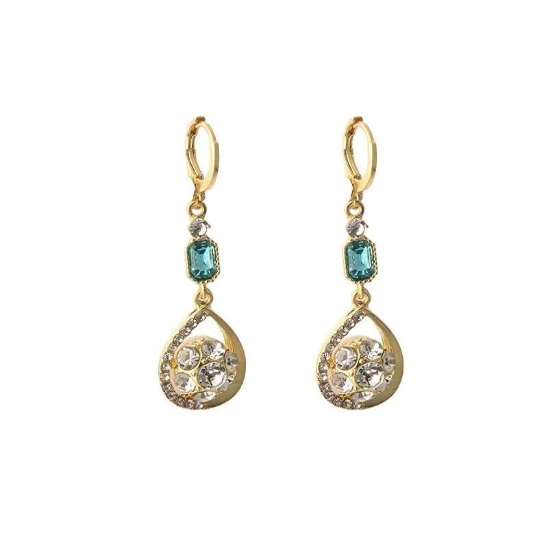 Diamond Water Drop Earrings French Double-sided Rhinestone Ball Stereo Earrings Ear Clip-Jewearrings