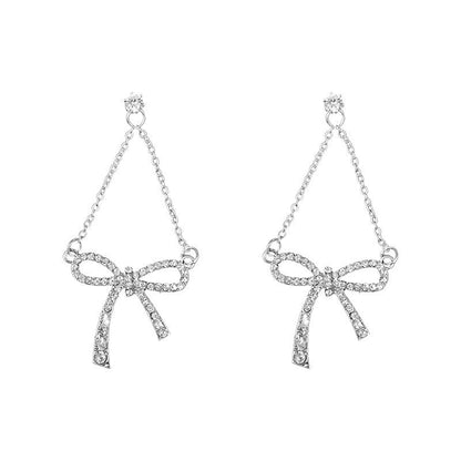 Diamond Zircon Bow Earrings-Jewearrings