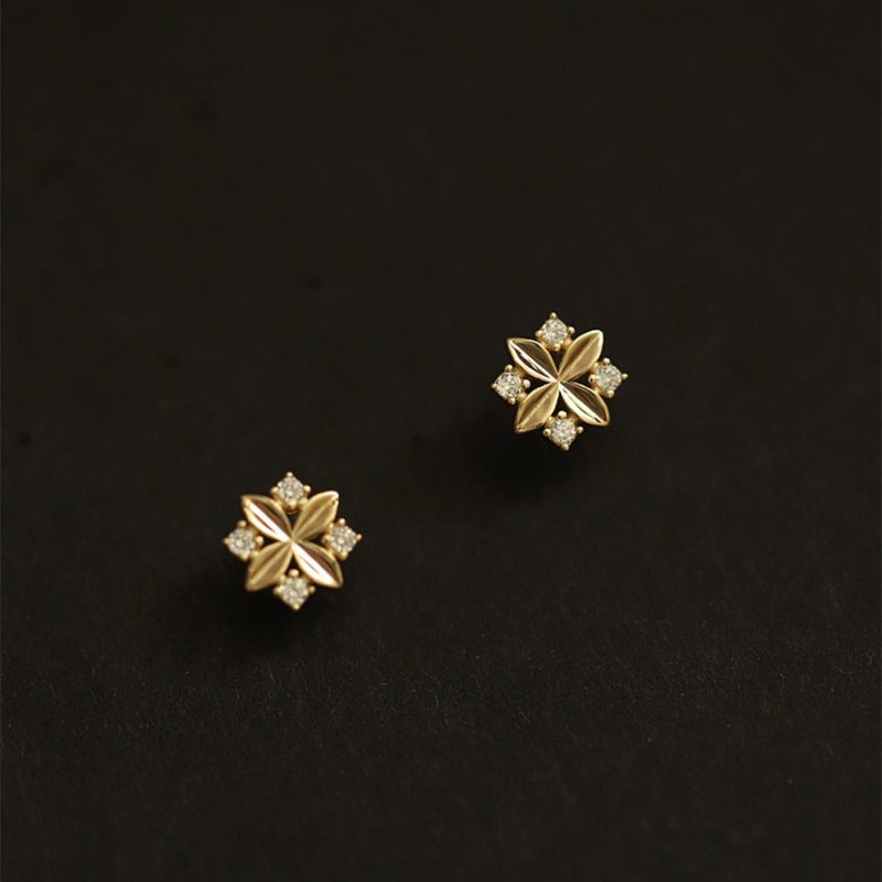 Diamond Zircon Cross Small Flower Earrings-Jewearrings