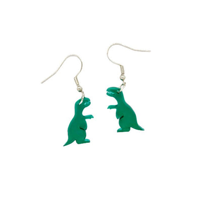 Dinosaur Earrings - Cute Cartoon Colorful Tyrannosaurus Rex-Jewearrings