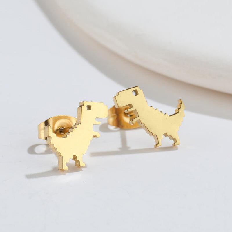 Dinosaur Earrings - Cute Stainless Steel Stud-Jewearrings