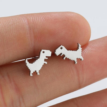 Dinosaur Earrings - Cute Stainless Steel Stud-Jewearrings