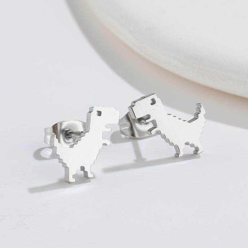 Dinosaur Earrings - Cute Stainless Steel Stud-Jewearrings