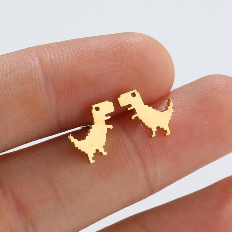 Dinosaur Earrings - Cute Stainless Steel Stud-Jewearrings