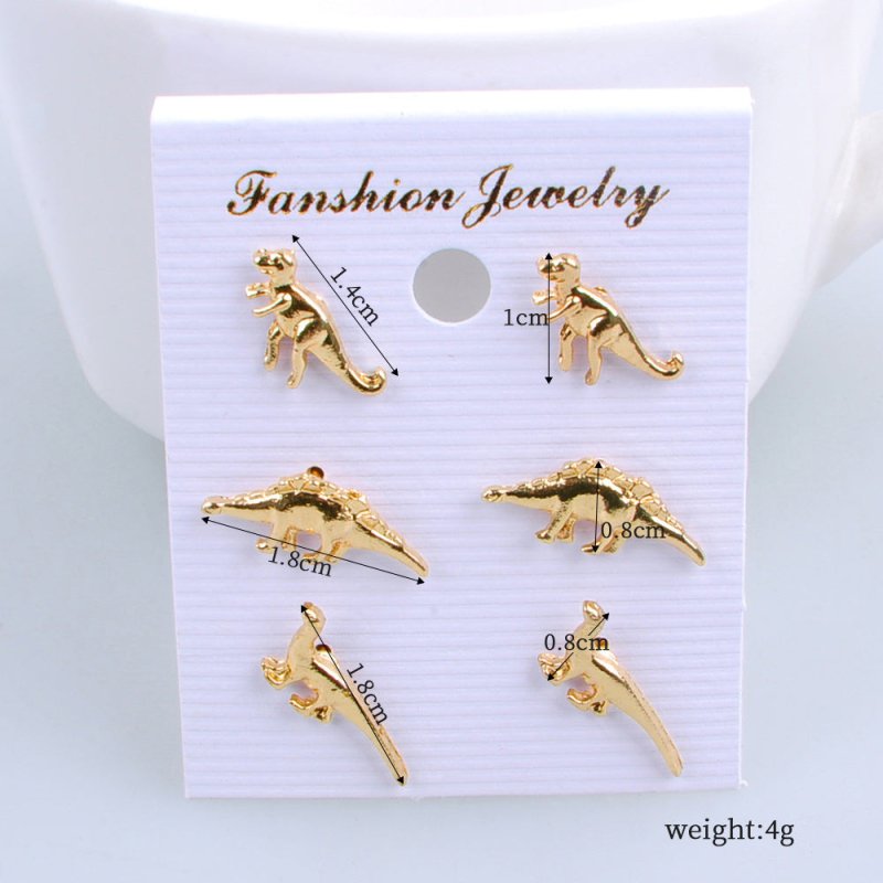 Dinosaur Earrings Three Pairs Set-Jewearrings