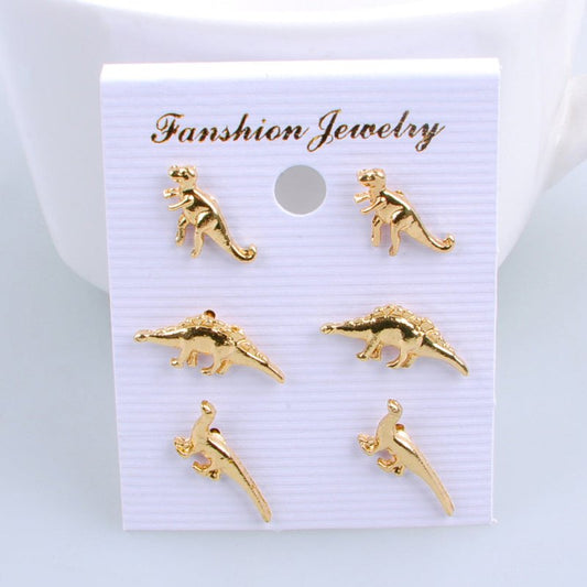 Dinosaur Earrings Three Pairs Set-Jewearrings