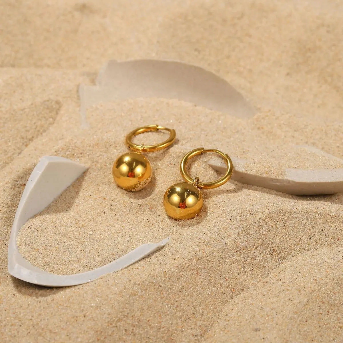 Disco Ball Earrings - 18K Gold Plated Stainless Steel-Jewearrings