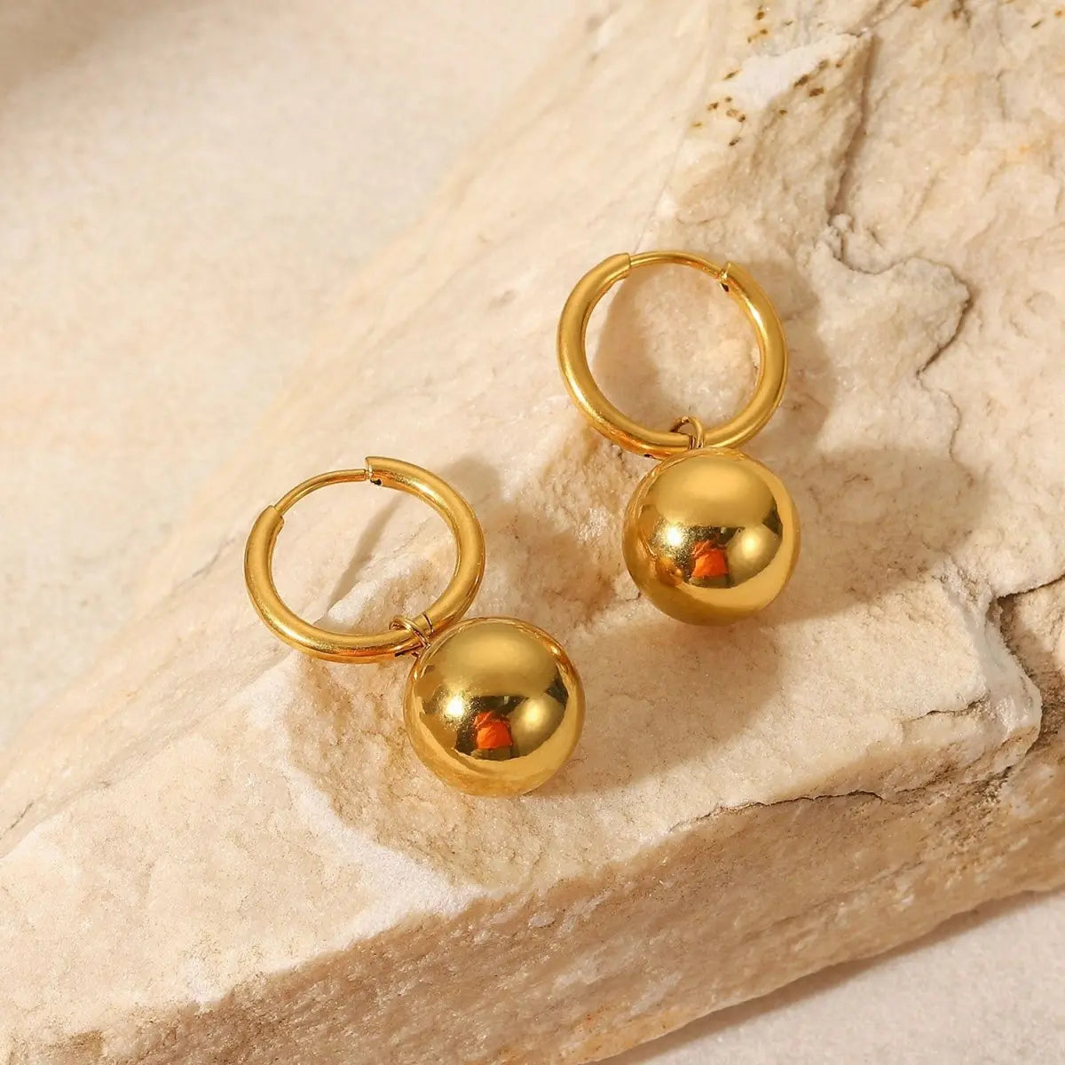 Disco Ball Earrings - 18K Gold Plated Stainless Steel-Jewearrings