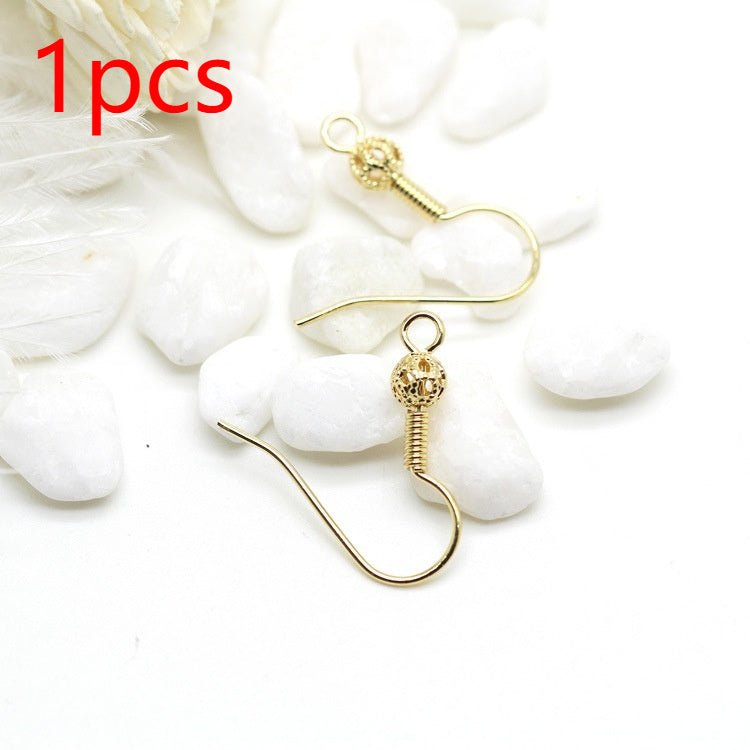 Diy Earrings Accessories Plated Thick 14k Real Gold Floral Ball Spring Ear Hook-Jewearrings