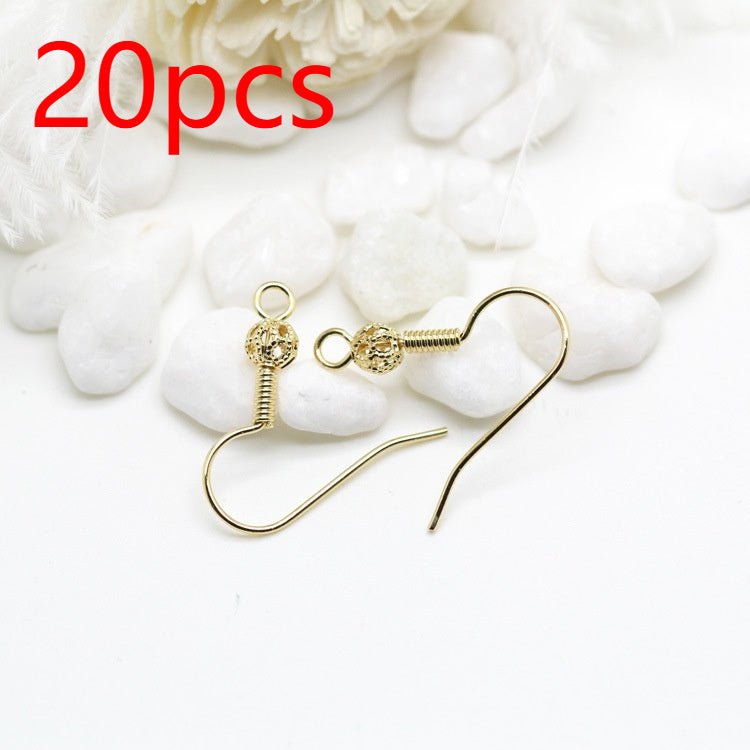 Diy Earrings Accessories Plated Thick 14k Real Gold Floral Ball Spring Ear Hook-Jewearrings