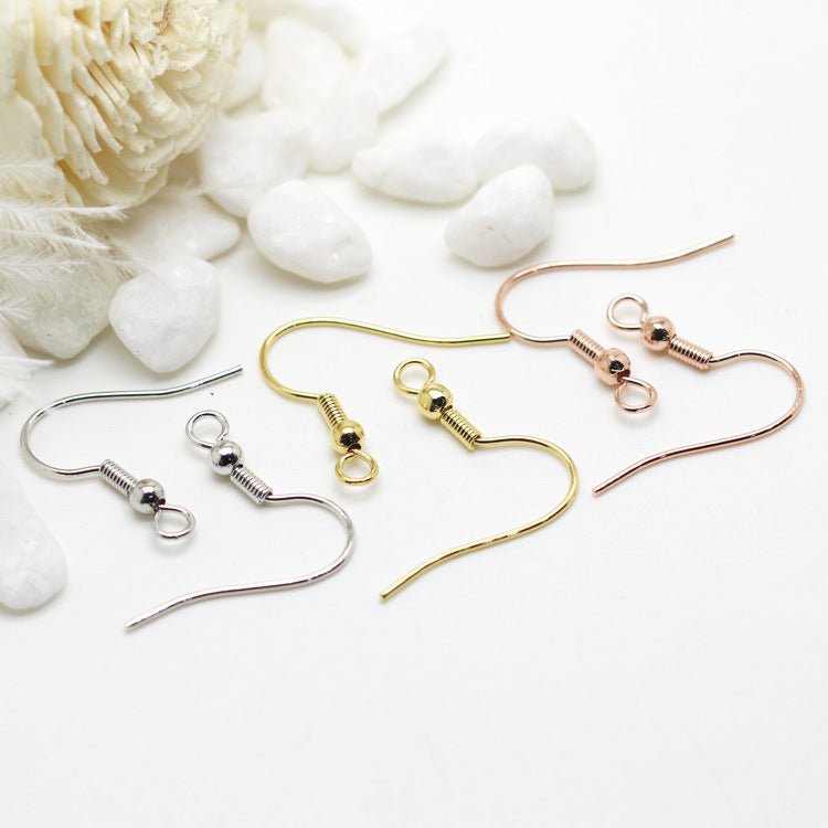 Diy Earrings Accessories Plated Thick 14k Real Gold Floral Ball Spring Ear Hook-Jewearrings