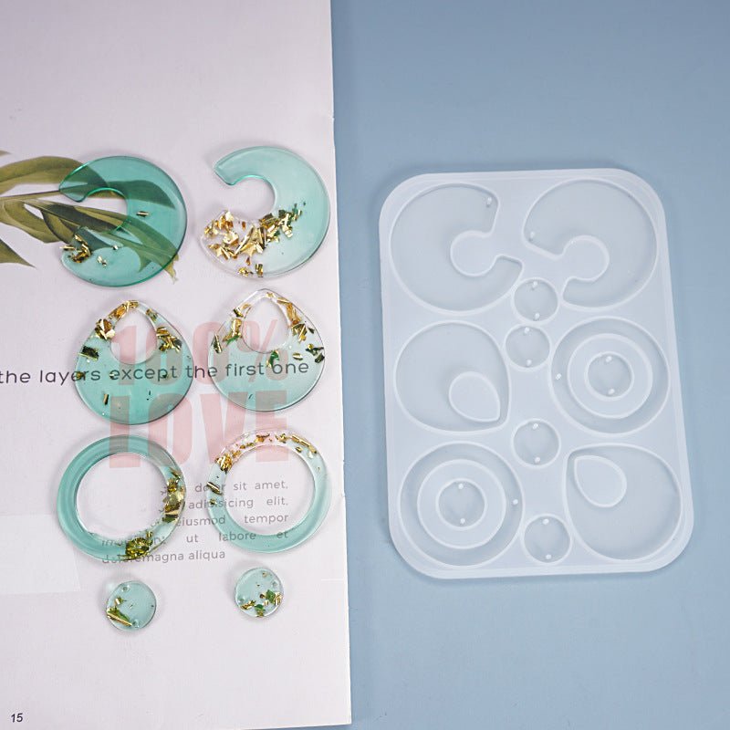 DIY Earrings Crystal Water Drop Pendant Flower Silicone Jewelry Mould-Jewearrings