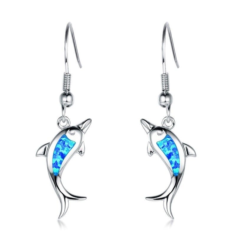 Dolphin Earrings Opal Jewelry-Jewearrings