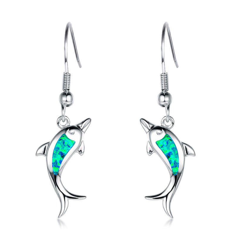 Dolphin Earrings Opal Jewelry-Jewearrings