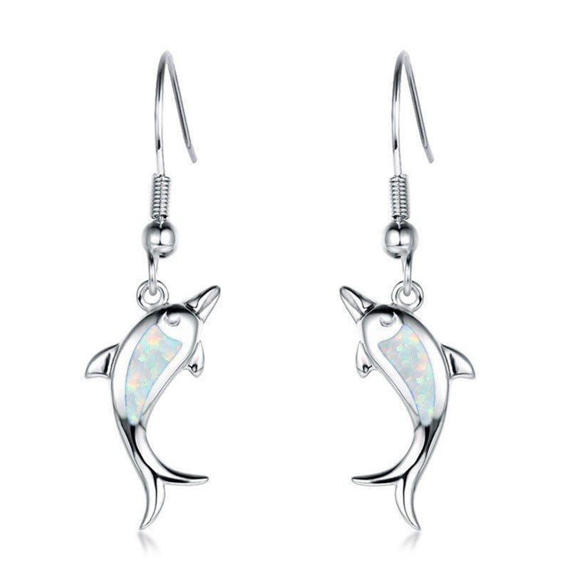 Dolphin Earrings Opal Jewelry-Jewearrings