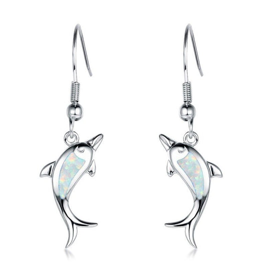 Dolphin Earrings Opal Jewelry-Jewearrings