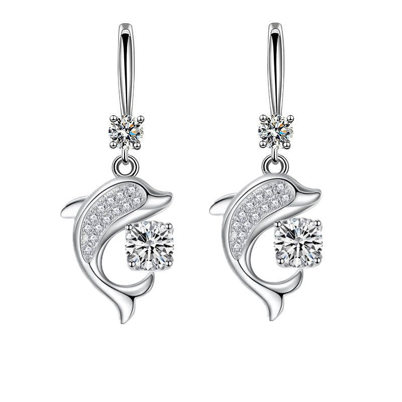 Dolphin Earrings Silver-Jewearrings