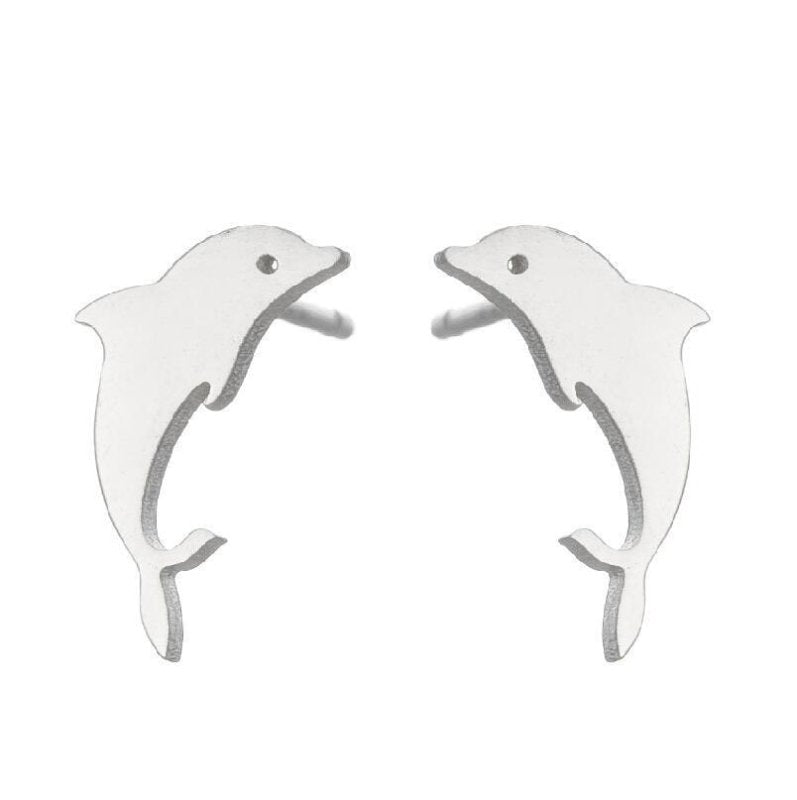 Dolphin Earrings Stainless Steel-Jewearrings