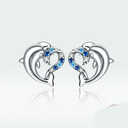 Dolphin Earrings Sterling Silver-Jewearrings