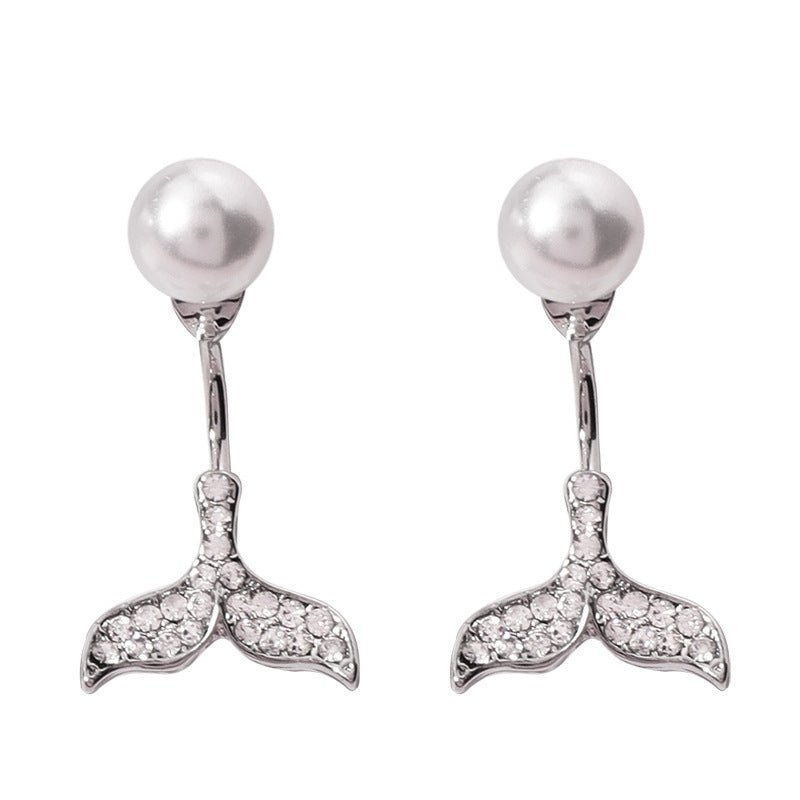 Dolphin Fishtail Earrings Pearl Mermaid-Jewearrings