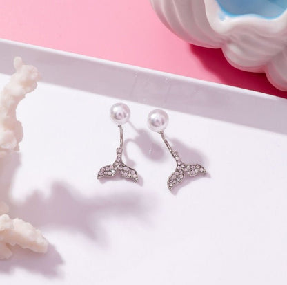 Dolphin Fishtail Earrings Pearl Mermaid-Jewearrings