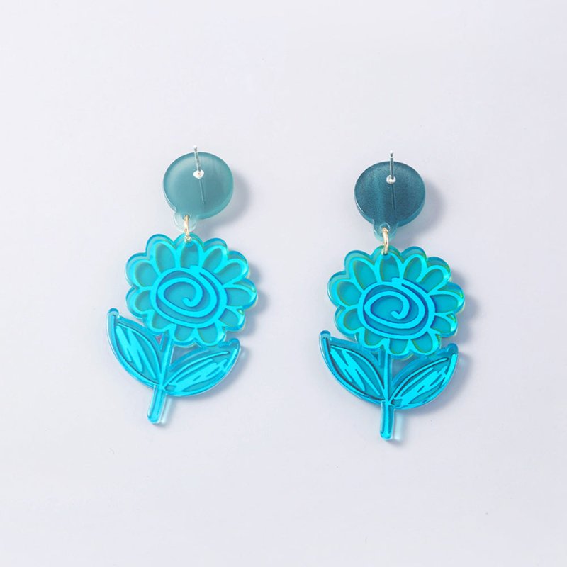 Doodle Color Sun Flower Acrylic Earrings Female Accessories-Jewearrings