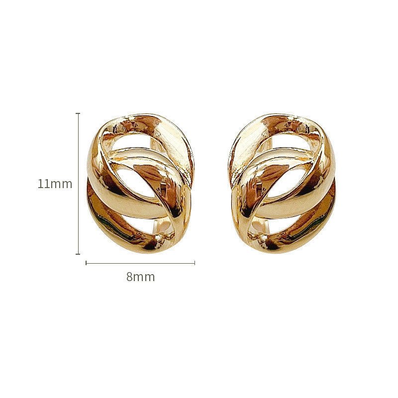 Double Hoop Earrings Geometric Design-Jewearrings