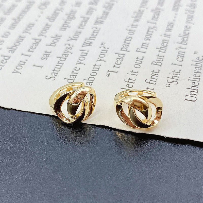 Double Hoop Earrings Geometric Design-Jewearrings