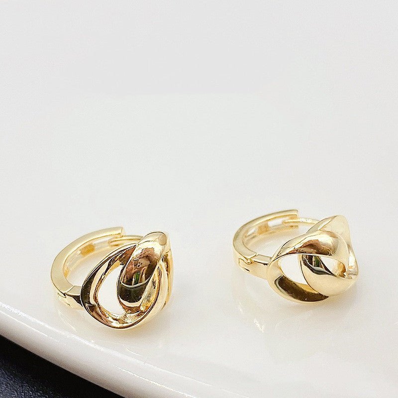 Double Hoop Earrings Geometric Design-Jewearrings