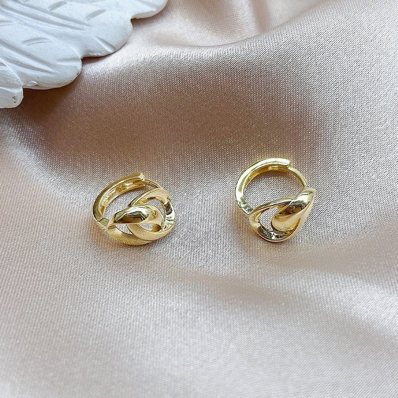 Double Hoop Earrings Geometric Design-Jewearrings