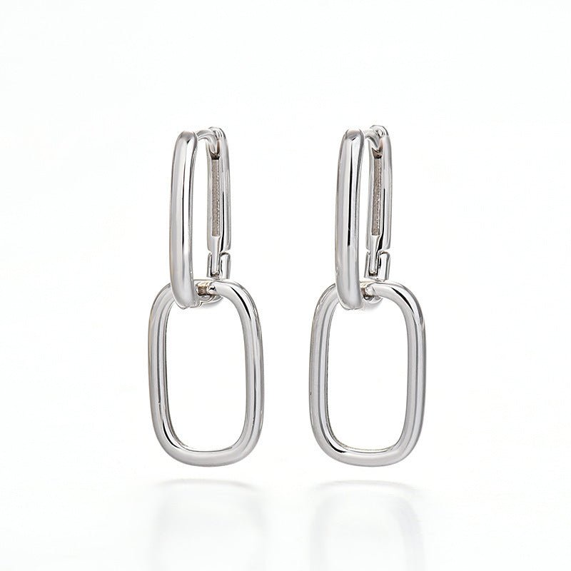 Double Hoop Earrings in 925 Silver-Jewearrings