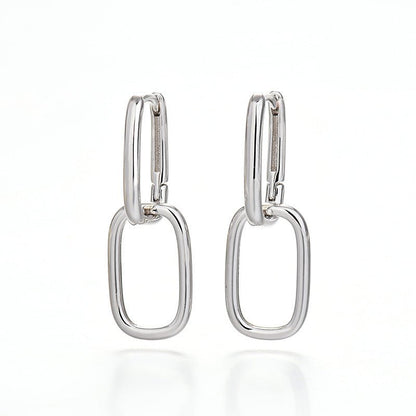 Double Hoop Earrings in 925 Silver-Jewearrings