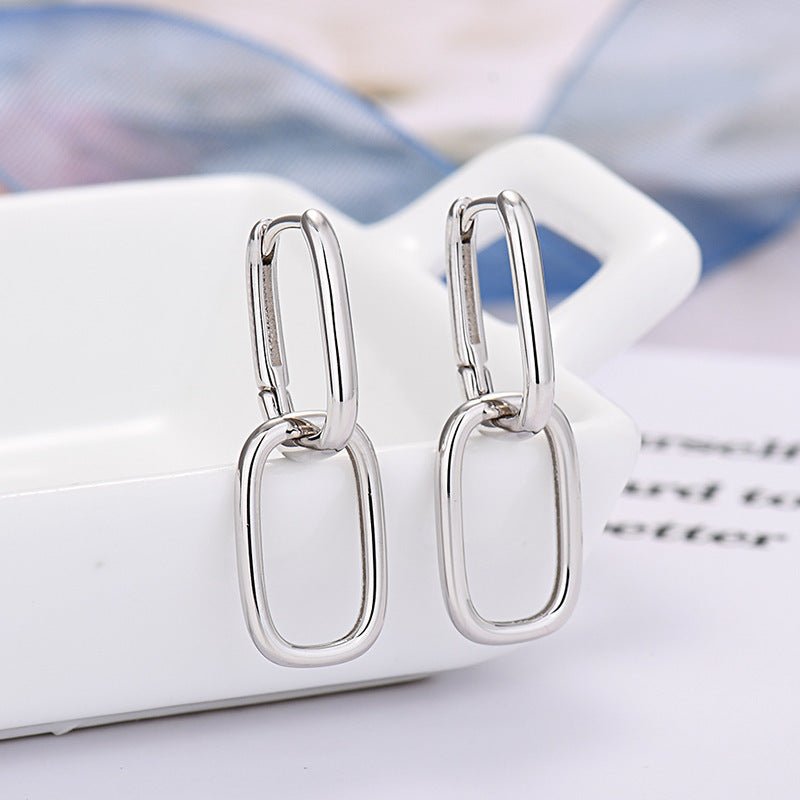 Double Hoop Earrings in 925 Silver-Jewearrings