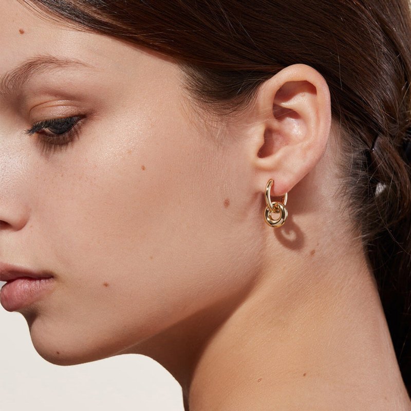 Double Hoop Earrings - Minimalist Gold-Jewearrings